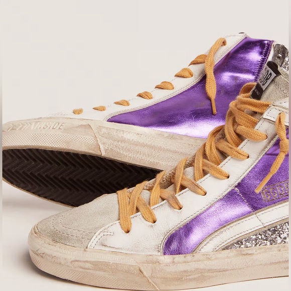 Lower 💲 TODAY ONLY Golden Goose Slides w/silver glitter - Picture 4 of 16